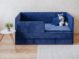 Диван-кровать Happy (синий) в Серебряном Бору - serebryanyj-bor.mebel-nsk.ru | фото