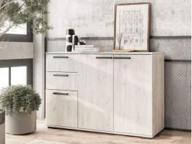 Комод Стандарт-3 NEW (дуб крафт белый) в Серебряном Бору - serebryanyj-bor.mebel-nsk.ru | фото
