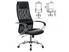Кресло офисное BRABIX PREMIUM Stalker EX-608 CH, хром, ткань-сетка/кожзам, черное в Серебряном Бору - serebryanyj-bor.mebel-nsk.ru | фото