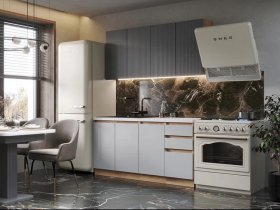 Кухонный гарнитур Ника 1,6 м (графит/серый софт) в Серебряном Бору - serebryanyj-bor.mebel-nsk.ru | фото