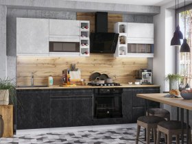Модульная кухня Бруклин (белый/черный бетон) в Серебряном Бору - serebryanyj-bor.mebel-nsk.ru | фото