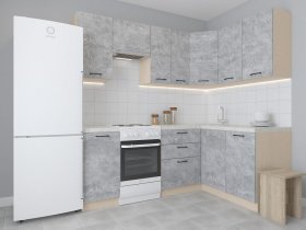 Модульная угловая кухня 1,4м*2,1м Лада (цемент) в Серебряном Бору - serebryanyj-bor.mebel-nsk.ru | фото
